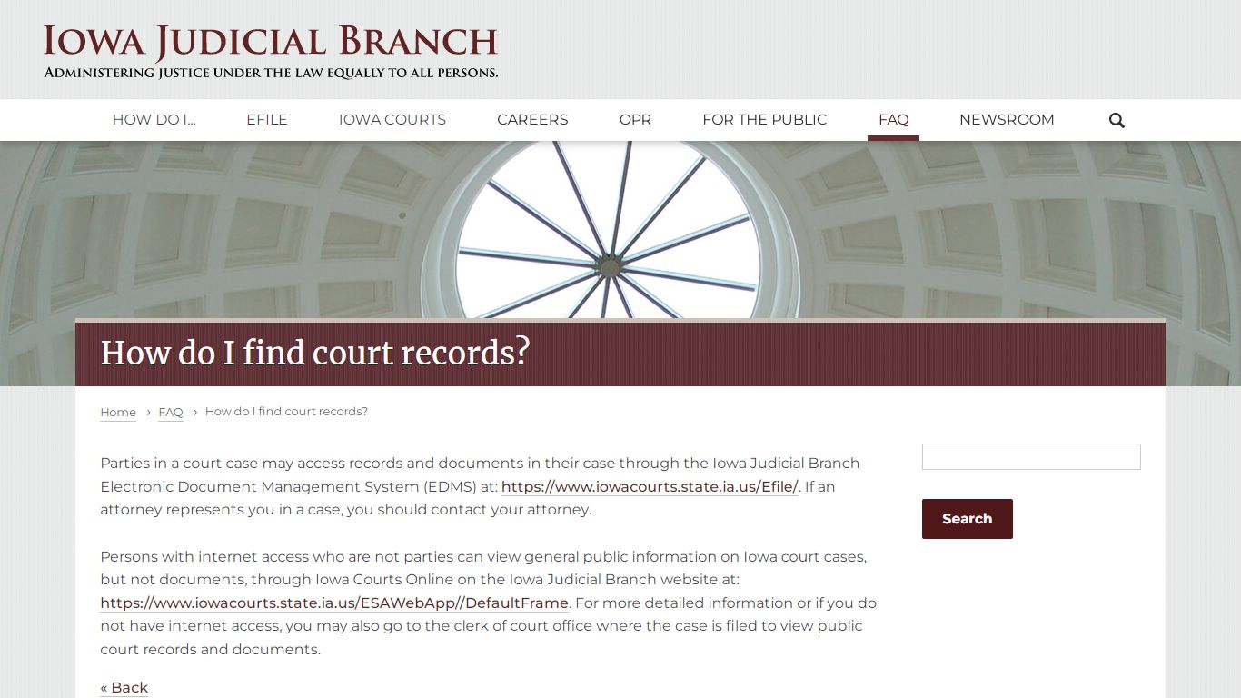 How do I find court records? | FAQ | Iowa Judicial Branch