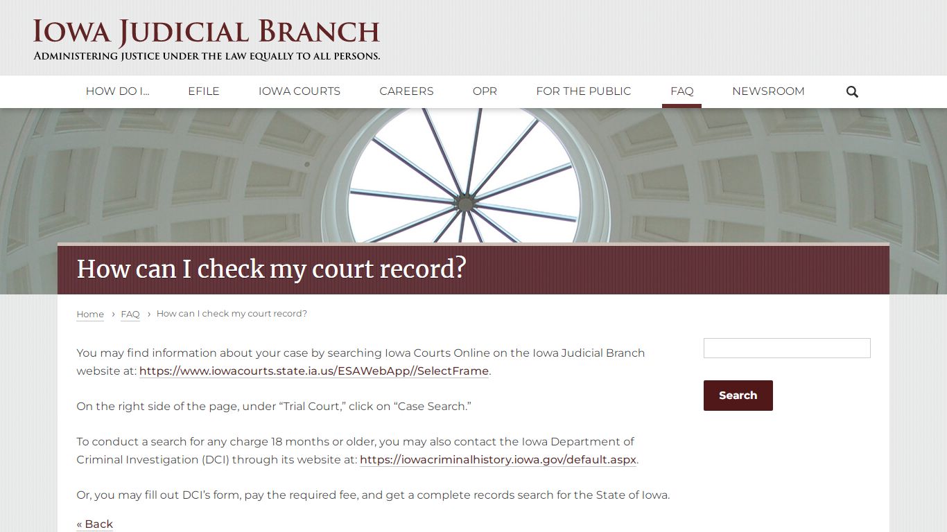 How can I check my court record? | FAQ | Iowa Judicial Branch